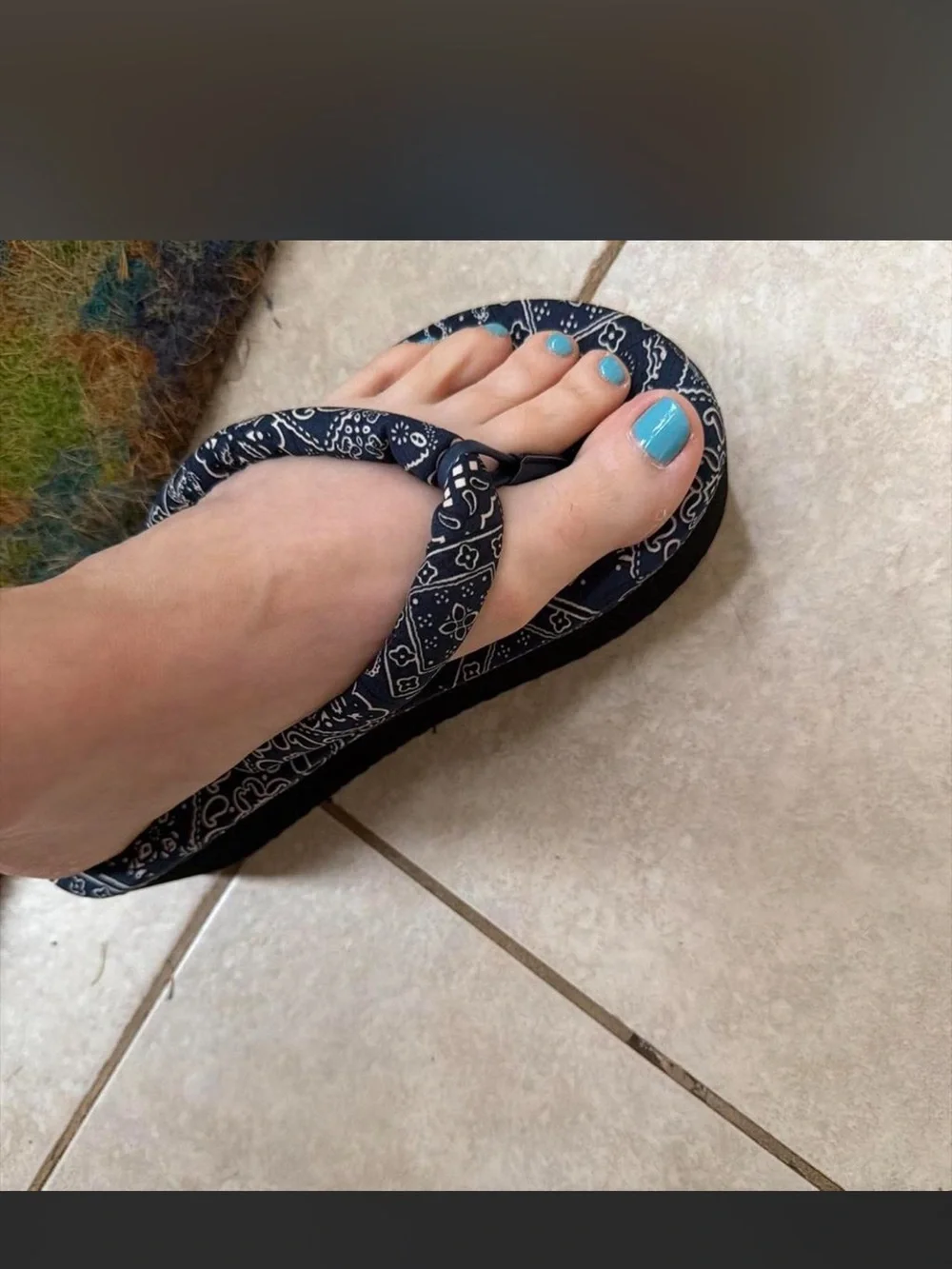 Seychelles Navy Bandana-Print Platform Flip Flops